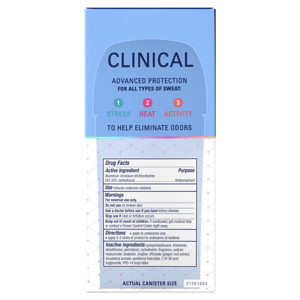 Secret Clinical Antiperspirant Deodorant for Women 100HR Sweat & Odor Protection Hyaluronic Acid Soft Solid Stress Response - 2.6oz/12pk