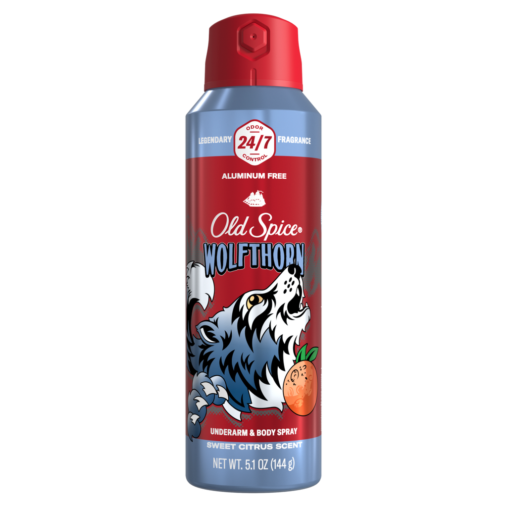 Old Spice Aluminum Free Deodorant for Men 24/7 Freshness Body Spray Long Lasting Odor Protection Cologne Quality Fragrance Wolfthorn Sweet Citrus Scent - 5.1oz/12pk