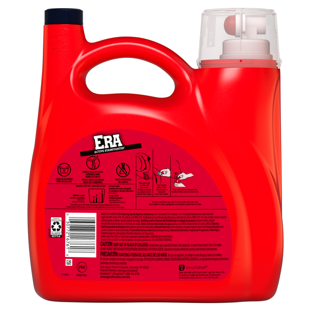 Era 2X Ultra Active Stainfighter Formula Liquid Laundry Detergent 107 Loads - 141oz/4pk