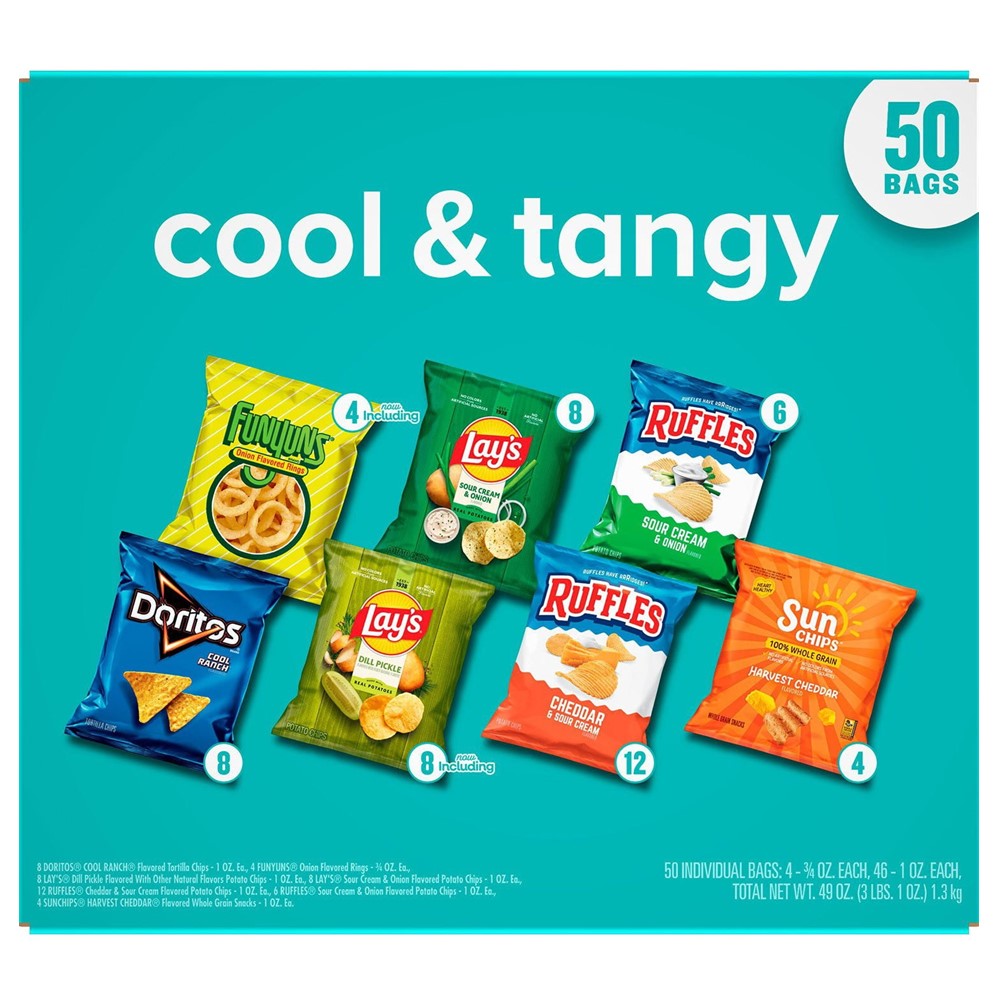 Frito-Lay Cool & Tangy Variety Pack Chips Total 49oz - 50ct/1pk
