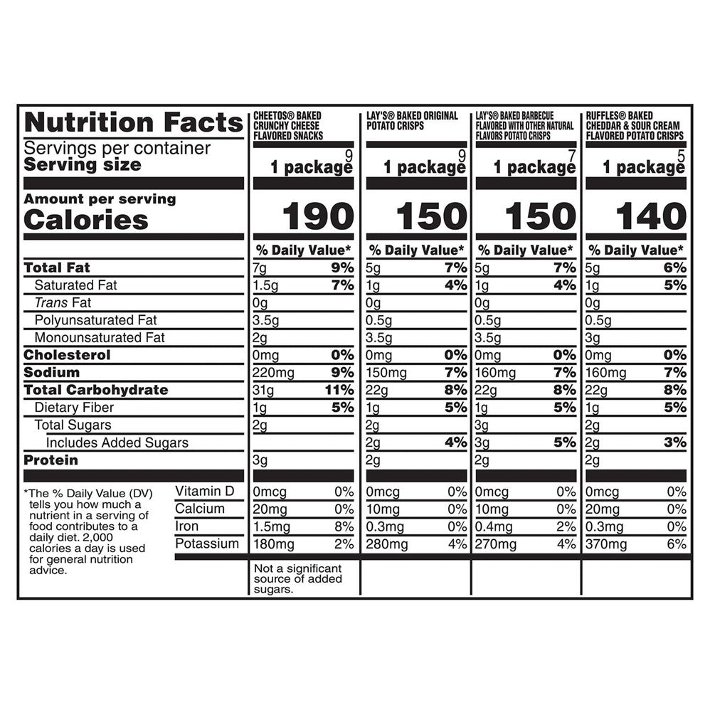 Frito-Lay Baked Mix Chips Variety Pack Total 37.125oz - 30ct/1pk