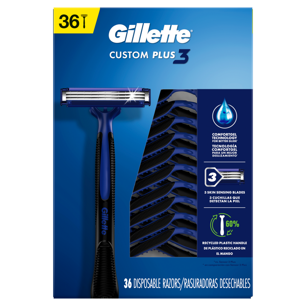 Gillette CustomPlus 3 Disposable Razors - 36ct/300pk