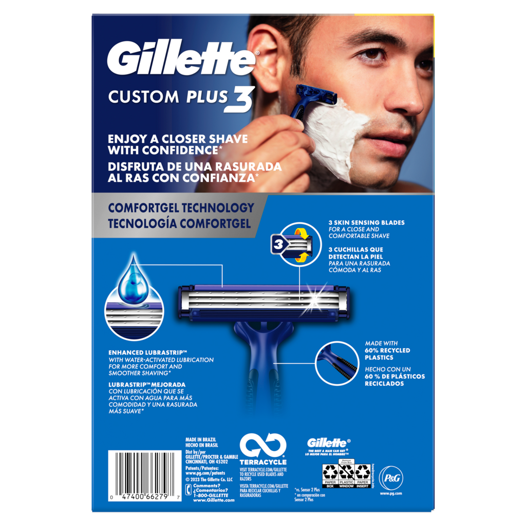 Gillette CustomPlus 3 Disposable Razors - 36ct/300pk