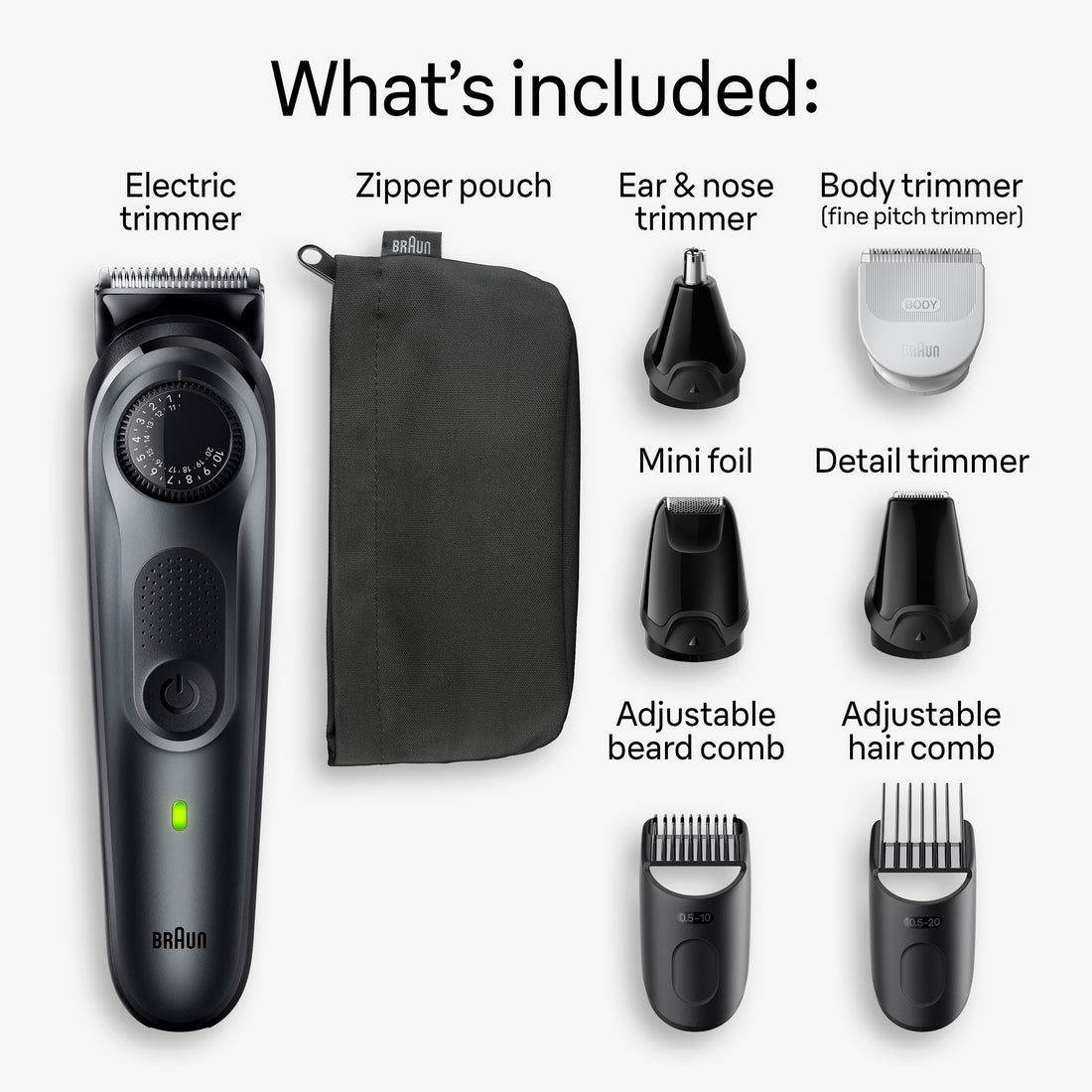Braun All-In-One Style Kit Series 5 5480 8-in-1 Trimmer for Men with Beard Trimmer Body Trimmer for Manscaping Hair Clippers & More Ultra-Sharp Blade 40 Length Settings Rechargeable 100-minute Battery Cordless Runtime and 100% Waterproof - 1box/3pk