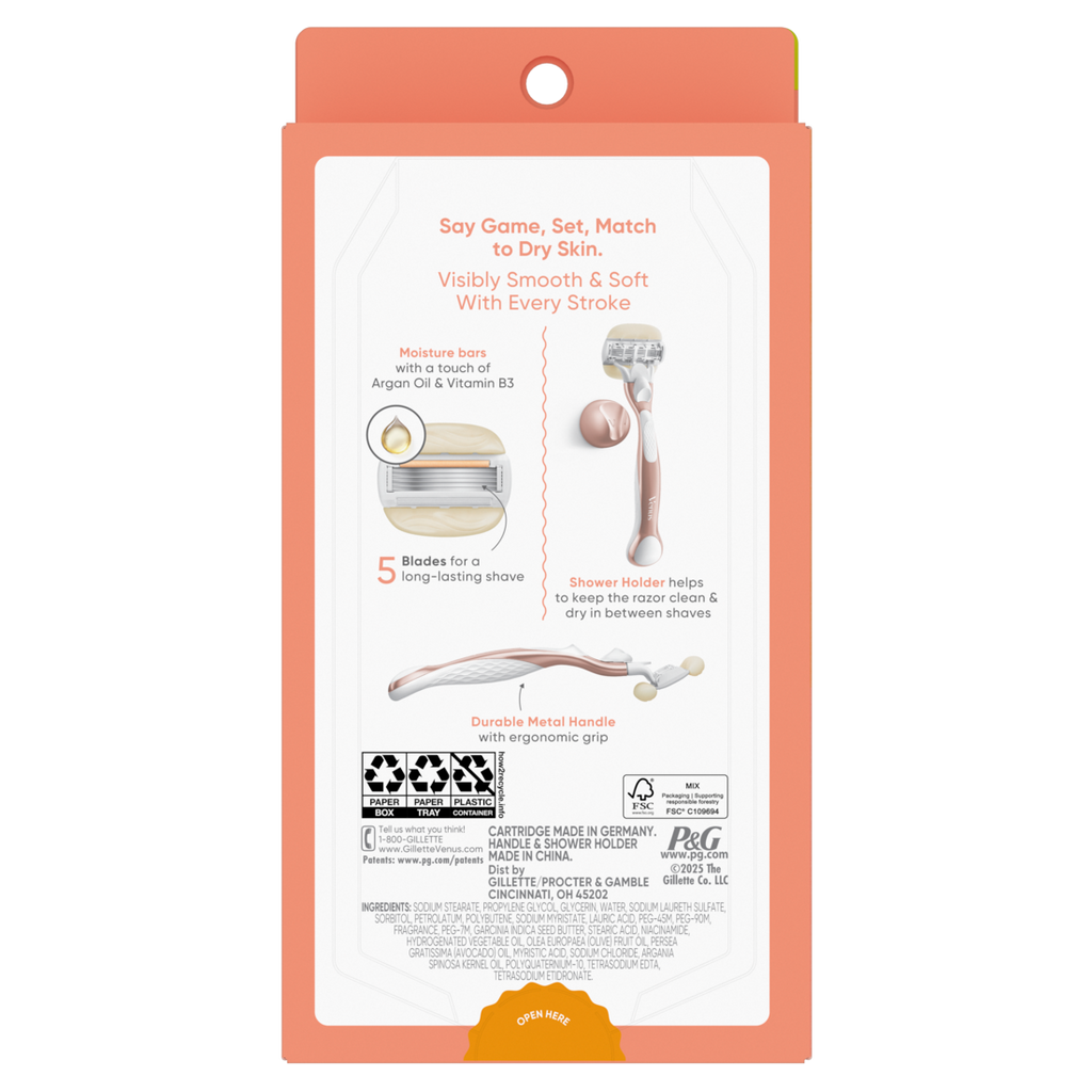 Venus Moistureglide Women's Razor Limited Edition Handle 2 Razor Blade Refills and Shower Holder - 1box/36pk