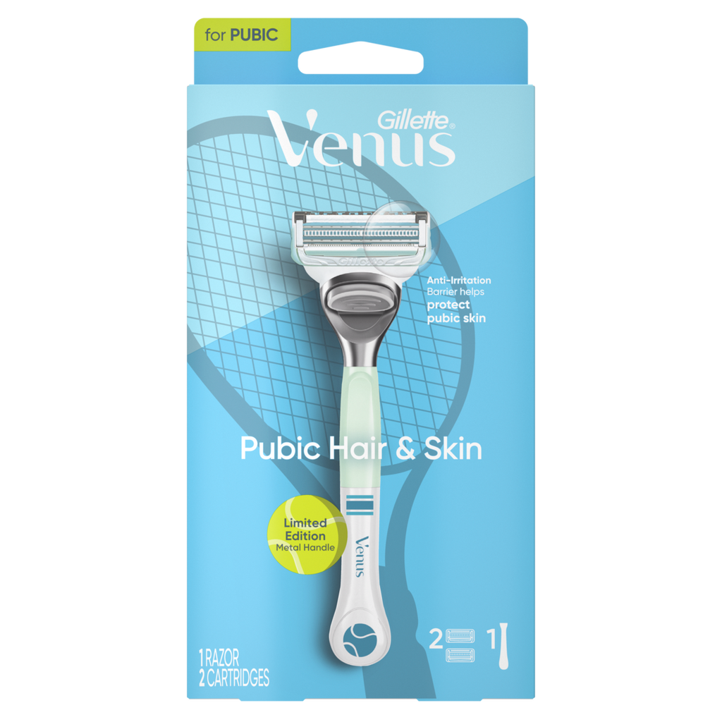 Gillette Venus for Pubic Hair and Skin Women's Razor Limited Edition Metal Handle + 2 Blade Refills - 1box/36pk