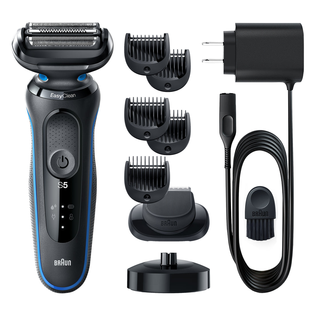 Braun Series 5 5049cs Electric Shaver with Charging Stand Beard Trimmer Wet & Dry Rechargeable Cordless Foil Shaver Blue - 1box/2pk