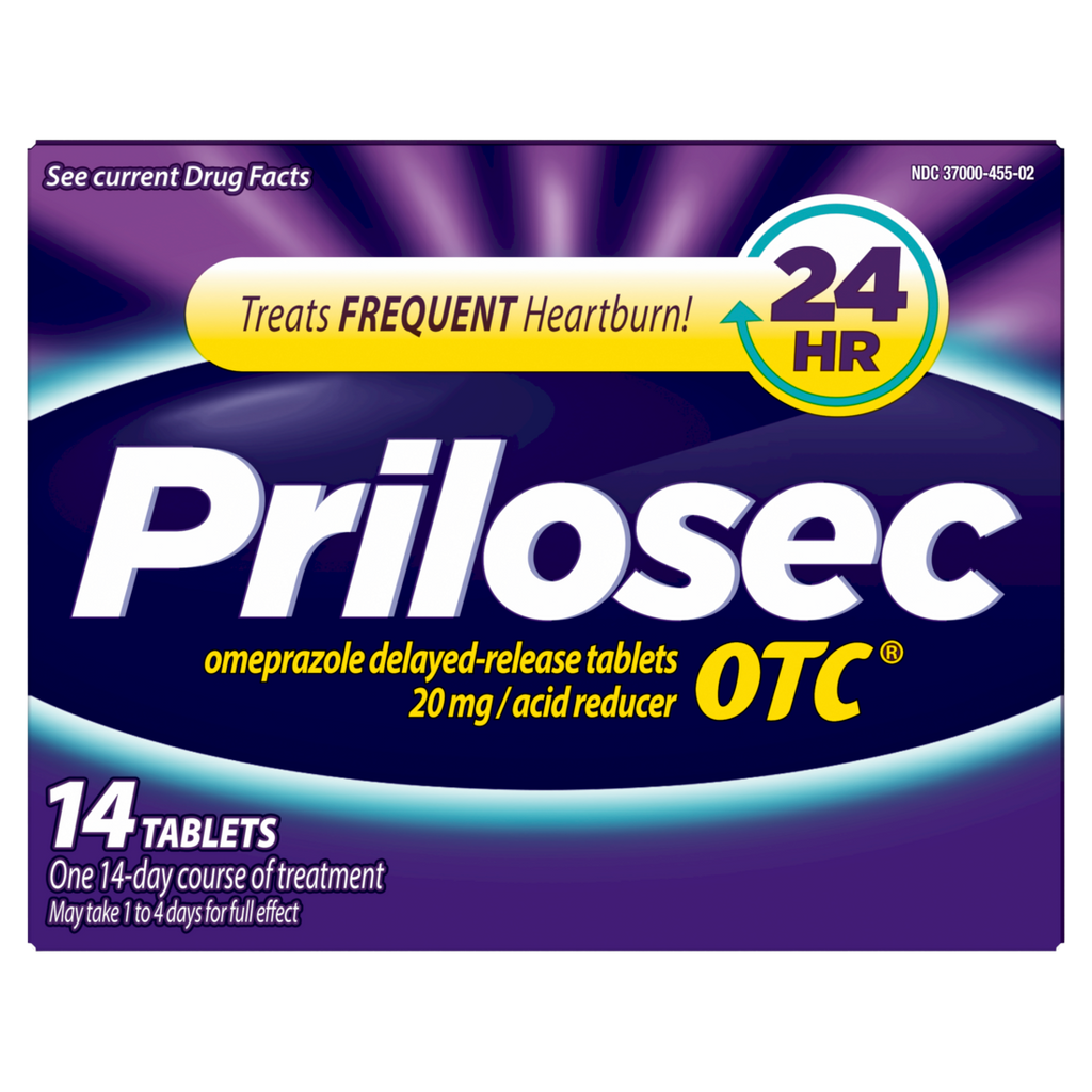 Prilosec OTC Omeprazole 20mg Heartburn Medicine Acid Reflux Medicine 24 Hour Relief Tablets - 14ct/24pk