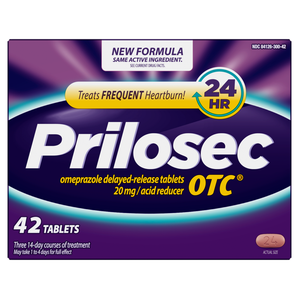 Prilosec OTC Omeprazole 20mg Heartburn Medicine Acid Reflux Medicine 24 Hour Omeprazole Relief Tablets - 42ct/24pk