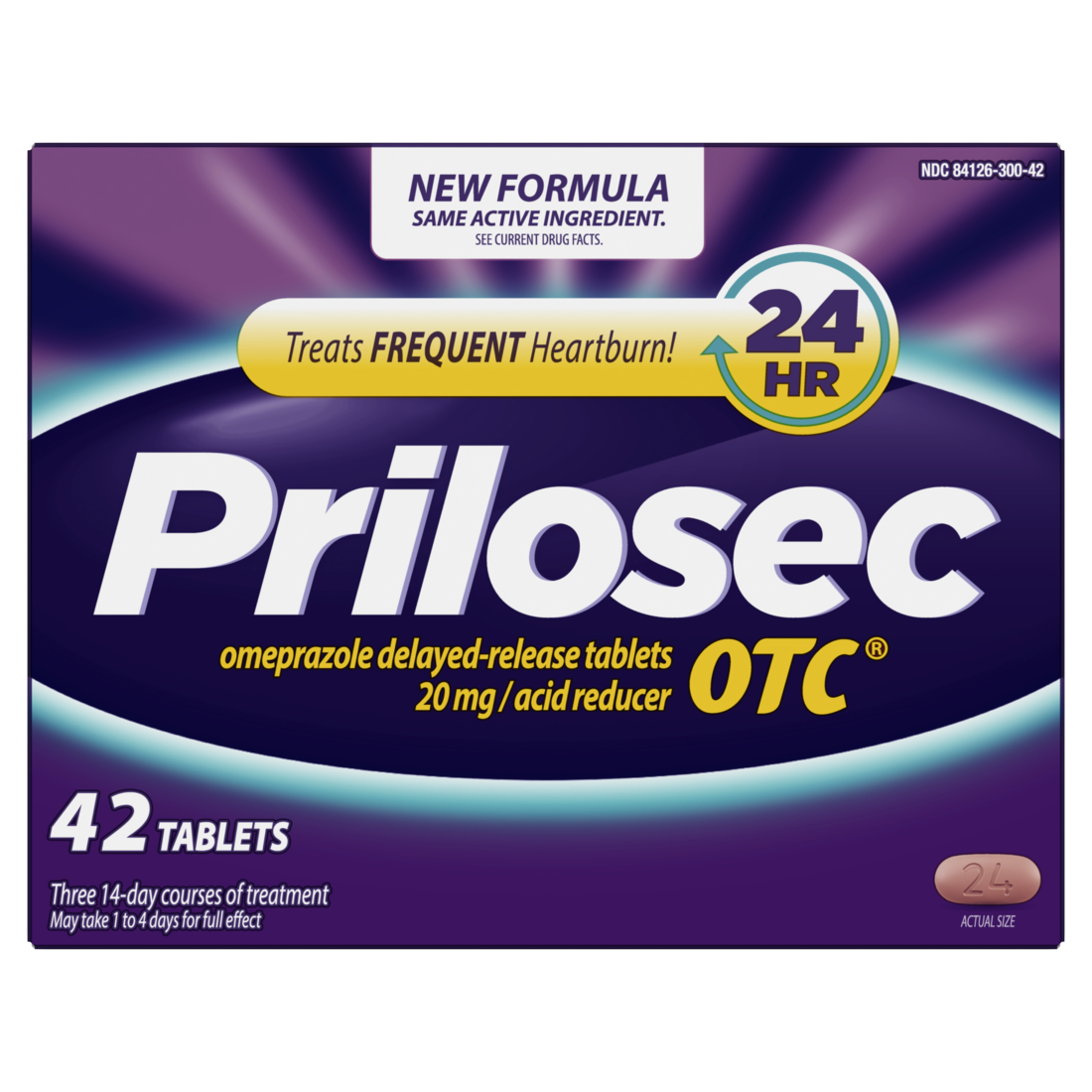 Prilosec OTC Omeprazole 20mg Heartburn Medicine Acid Reflux Medicine 24 Hour Omeprazole Relief Tablets - 42ct/24pk