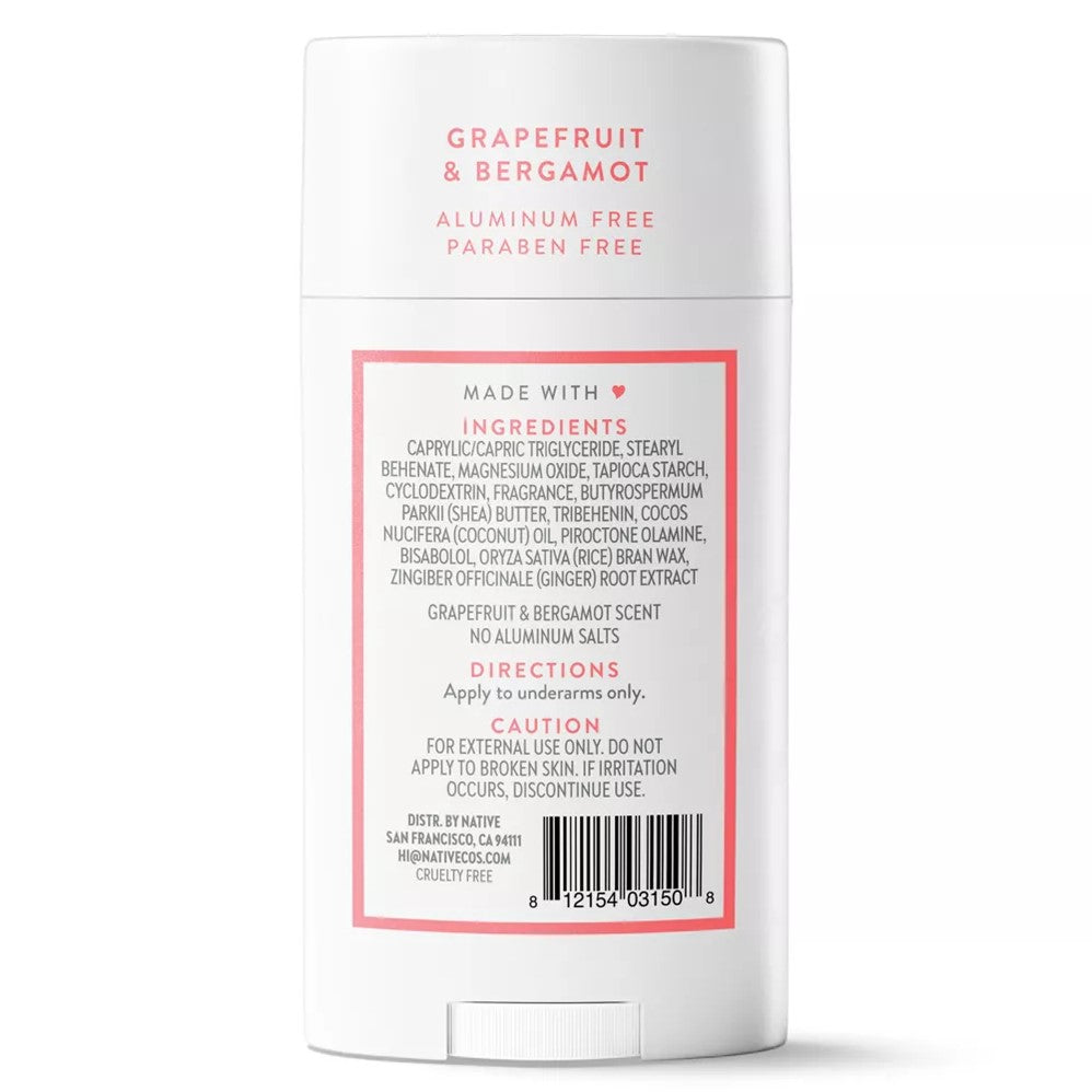 Native Grapefruit & Bergamot Deodorant - 2.65oz/12pk