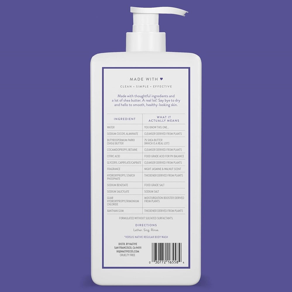 Native Night Jasmine & Walnut Body Wash - 18oz/6pk