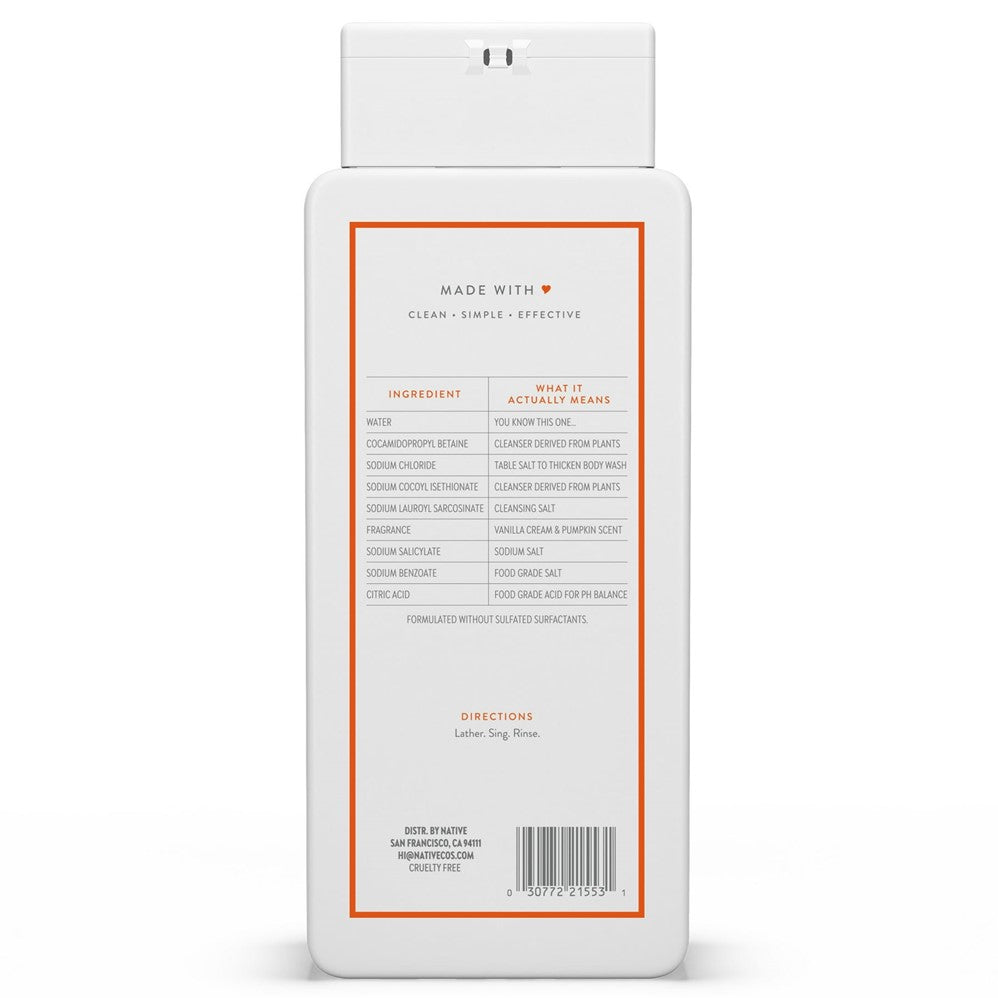 Native Vanilla Cream & Pumpkin Body Wash - 18oz/6pk