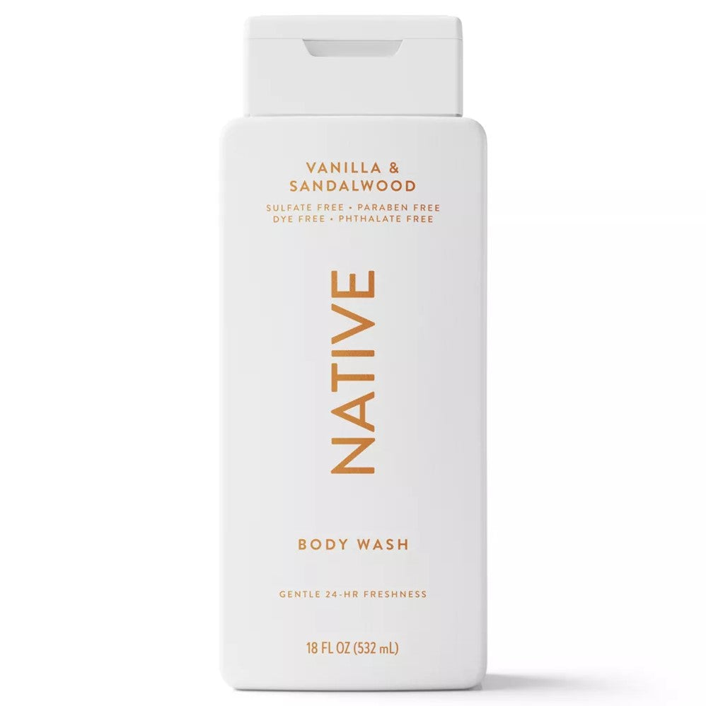 Native Vanilla & Sandalwood Body Wash - 18oz/6pk