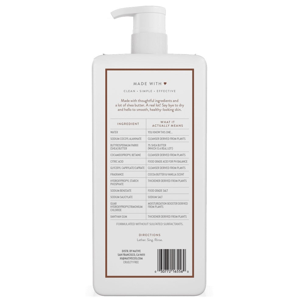 Native Cocoa Butter & Vanilla Body Wash - 18oz/6pk
