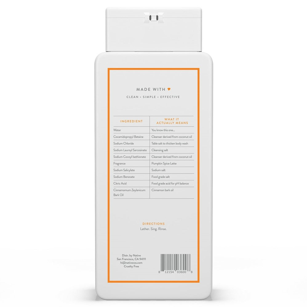 Native Pumpkin Spice Latte Body Wash - 18oz/6pk