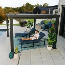16x12 trenton modern steel pergola with sail shade soft canopy