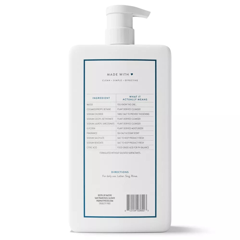 Native Sea Salt & Cedar Body Wash - 36oz/4pk