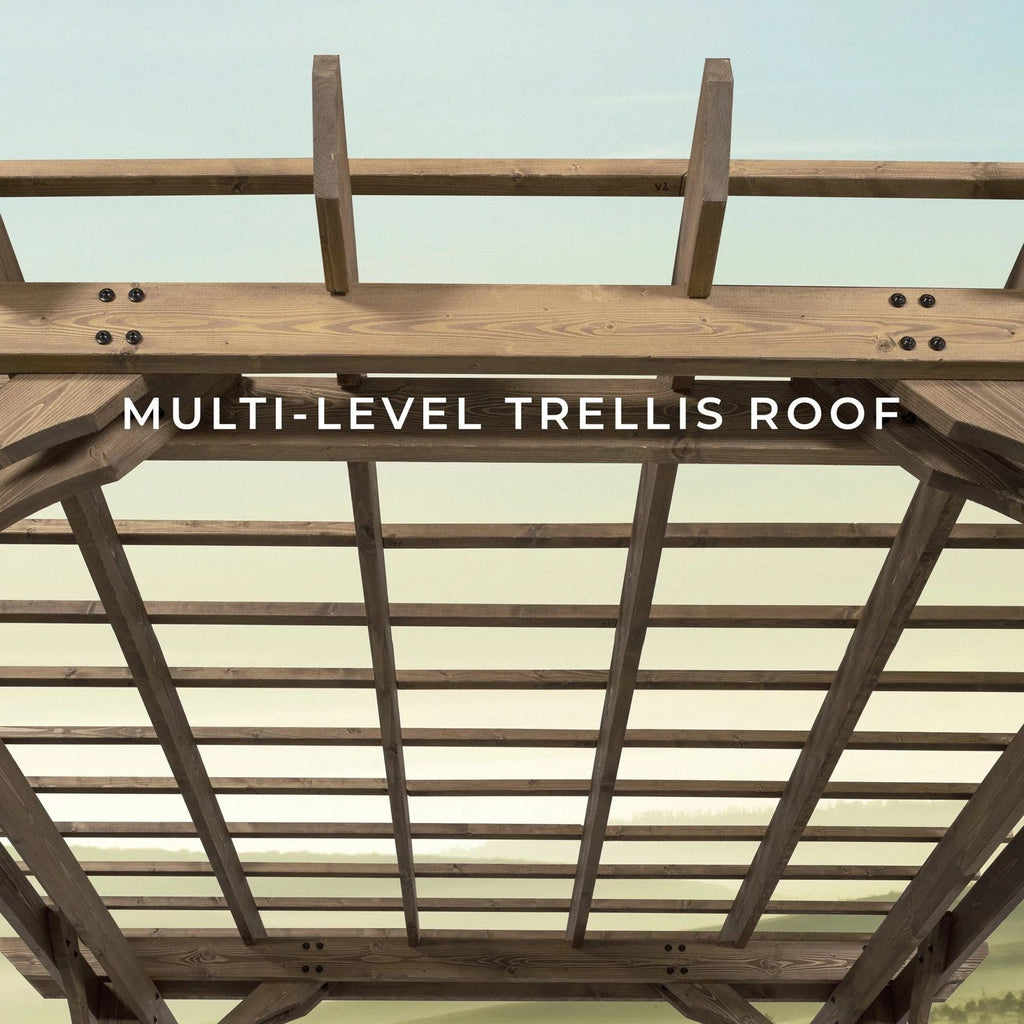 14×10 Fairhaven Pergola Rustic Finish