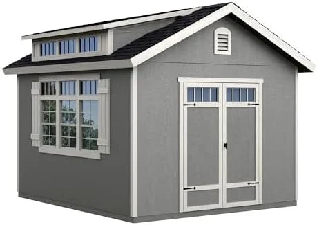 Handy Home Products Windemere 10×12 Do-it-Yourself Wooden Storage Shed with Floor, Beiges image 0