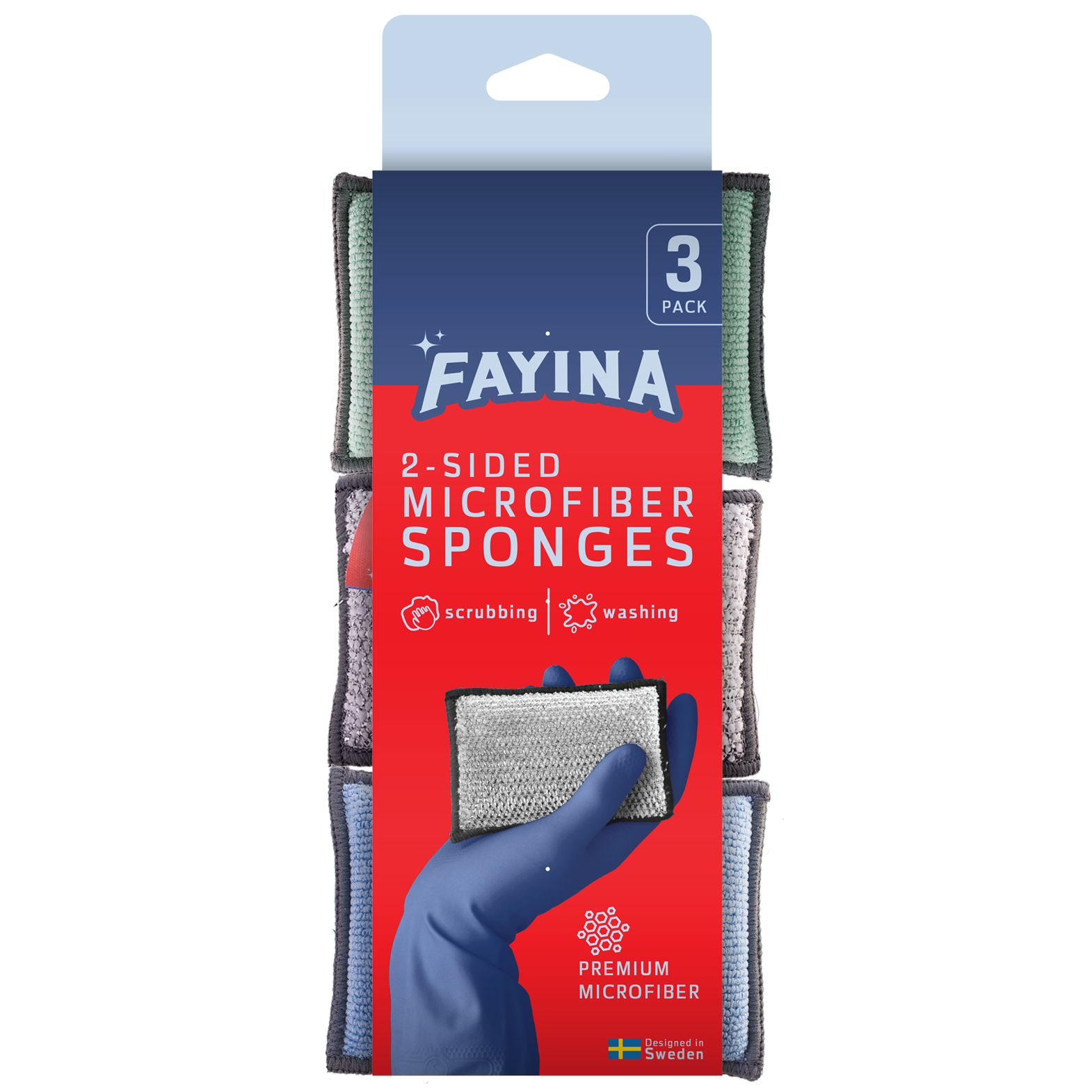 Fayina 2-Sided Microfiber Sponges - 3ct/12pk