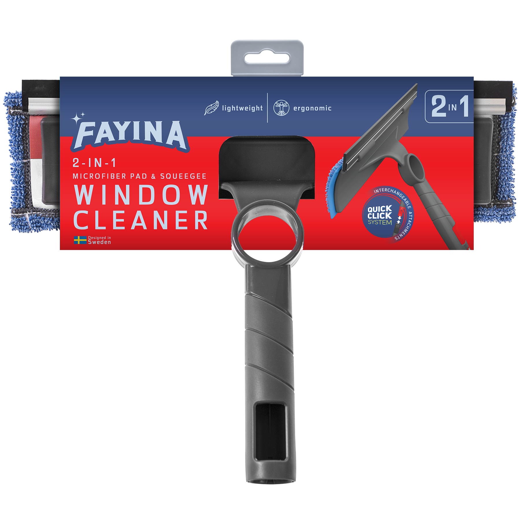 Fayina 2in1 Microfiber Cloth & Squeegee Window Cleaner - 1ct/6pk