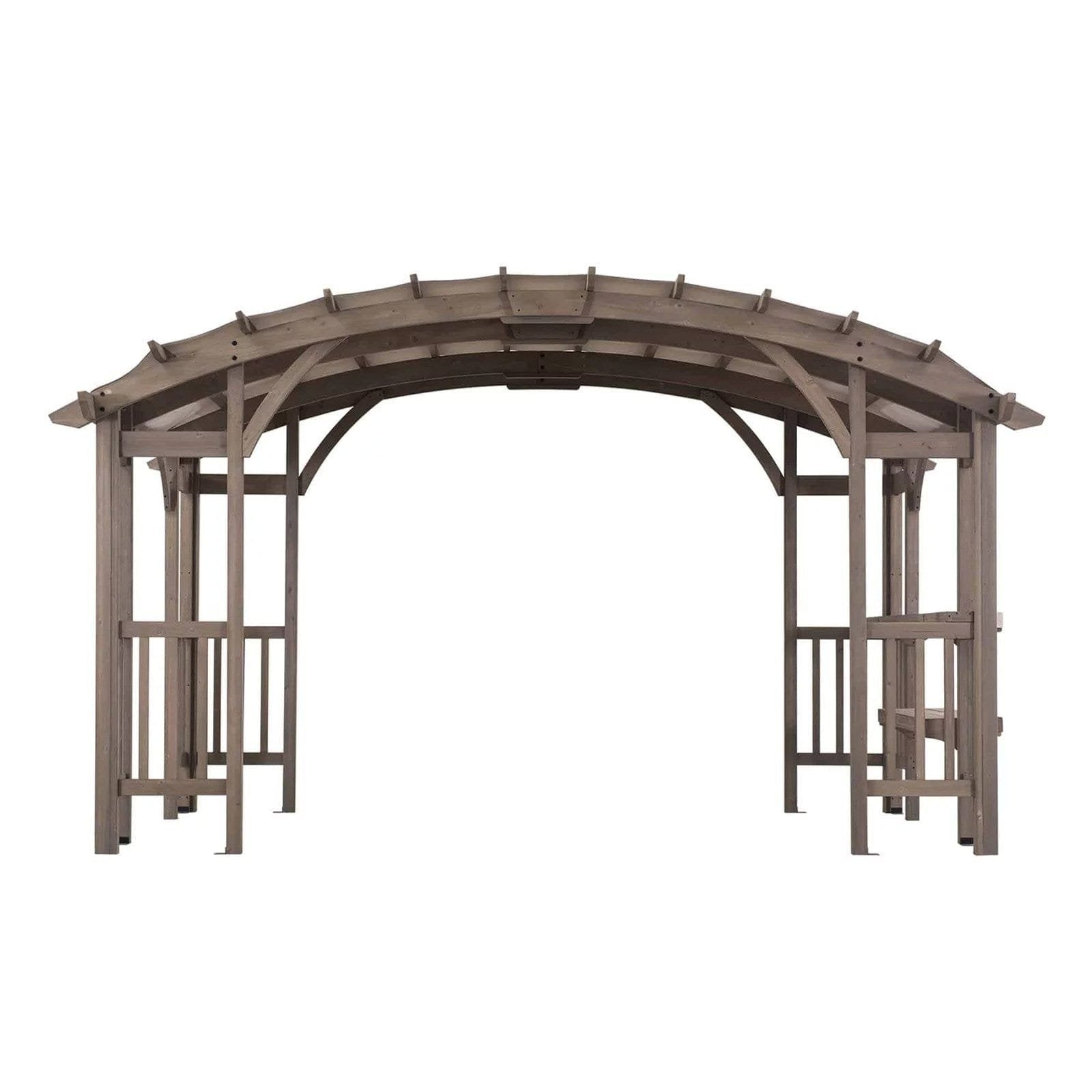 SummerCove 10 ft. x 14 ft. Light Gray Cedar Frame Arched Pergola with Shelves image 12