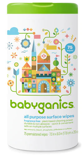Babyganics All Purpose Surface Wipes Fragrance Free - 75ct/6pk