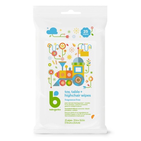 Babyganics Toy and Table Wipes Fragrance Free - 25ct/12pk