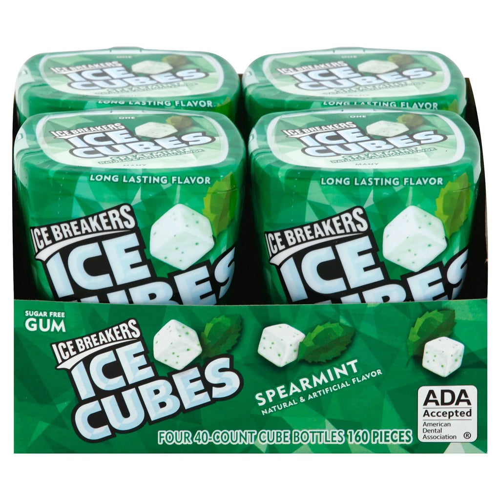 Ice Breakers Ice Cubes Sugar Free Gum Spearmint - 40ct/4pk