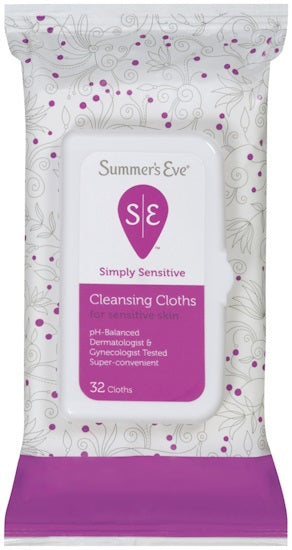 Summers Eve Simply Sensitive Cleansing Cloths Island Splash - 32ct/12pk