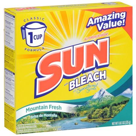 SUN Detergent Powder Mountain Fresh w/Bleach - 19oz/14pk