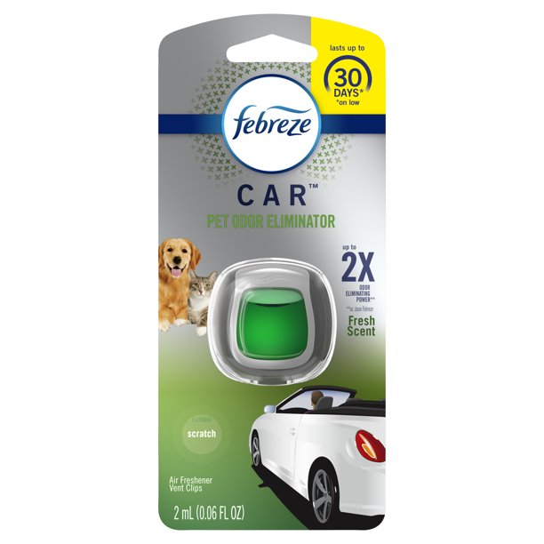 Febreze Car Pet Odor-Eliminating Air Freshener Vent Clip Fresh Scent - 1ct/8pk