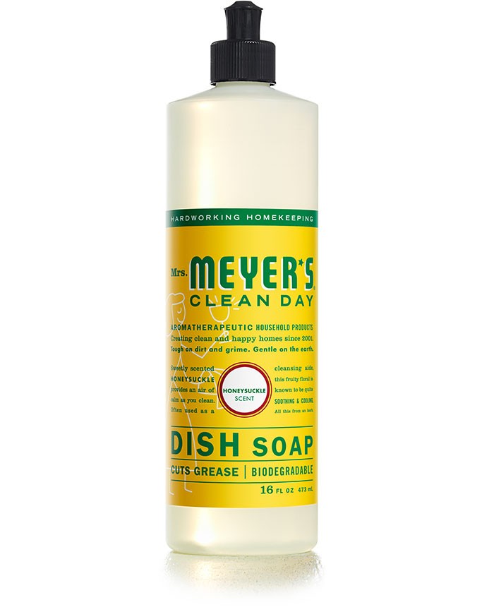 Mrs. Meyers Dish Liq. Honeysuckle - 16oz/6pk