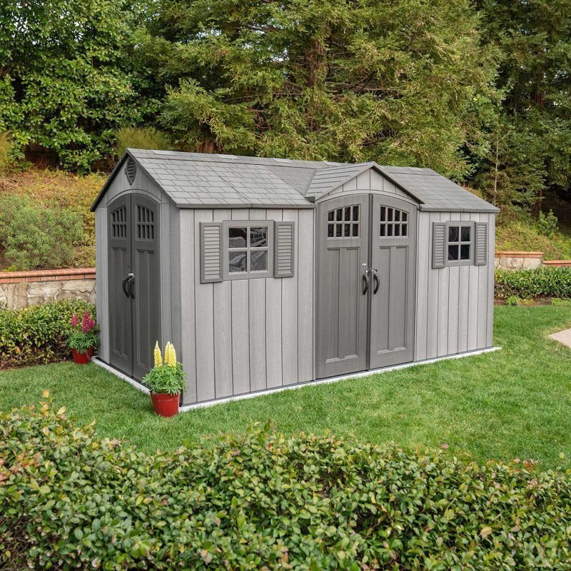 15 Ft. x 8 Ft. High-Density Polyethylene (Plastic) Steel Reinforced Outdoor Storage Shed image 0