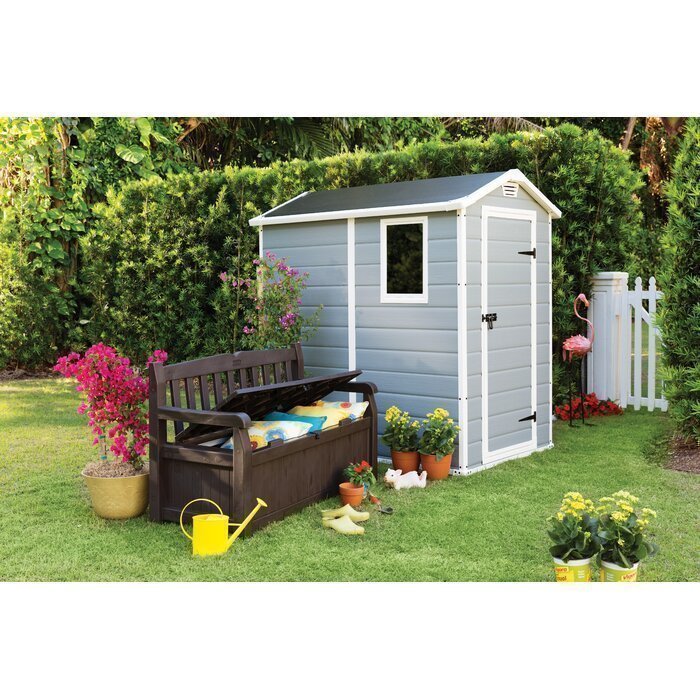 Keter Manor 4 ft. W x 6 ft. D Vertical Resin Outdoor Storage Shed Ideal For Patio image 1