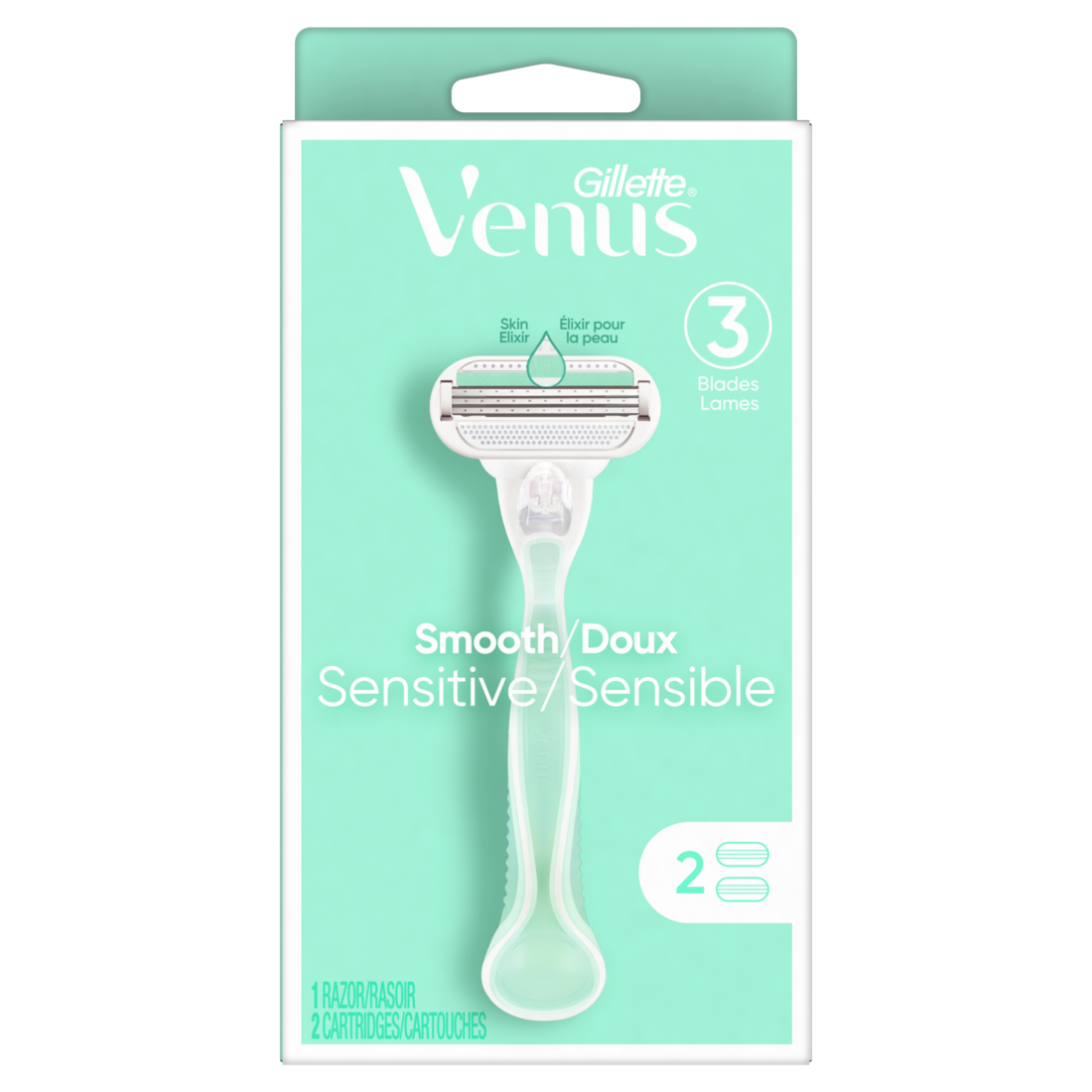 Gillette Venus Smooth Sensitive Women's Razor Handle + 2 Blade Refills/3pk
