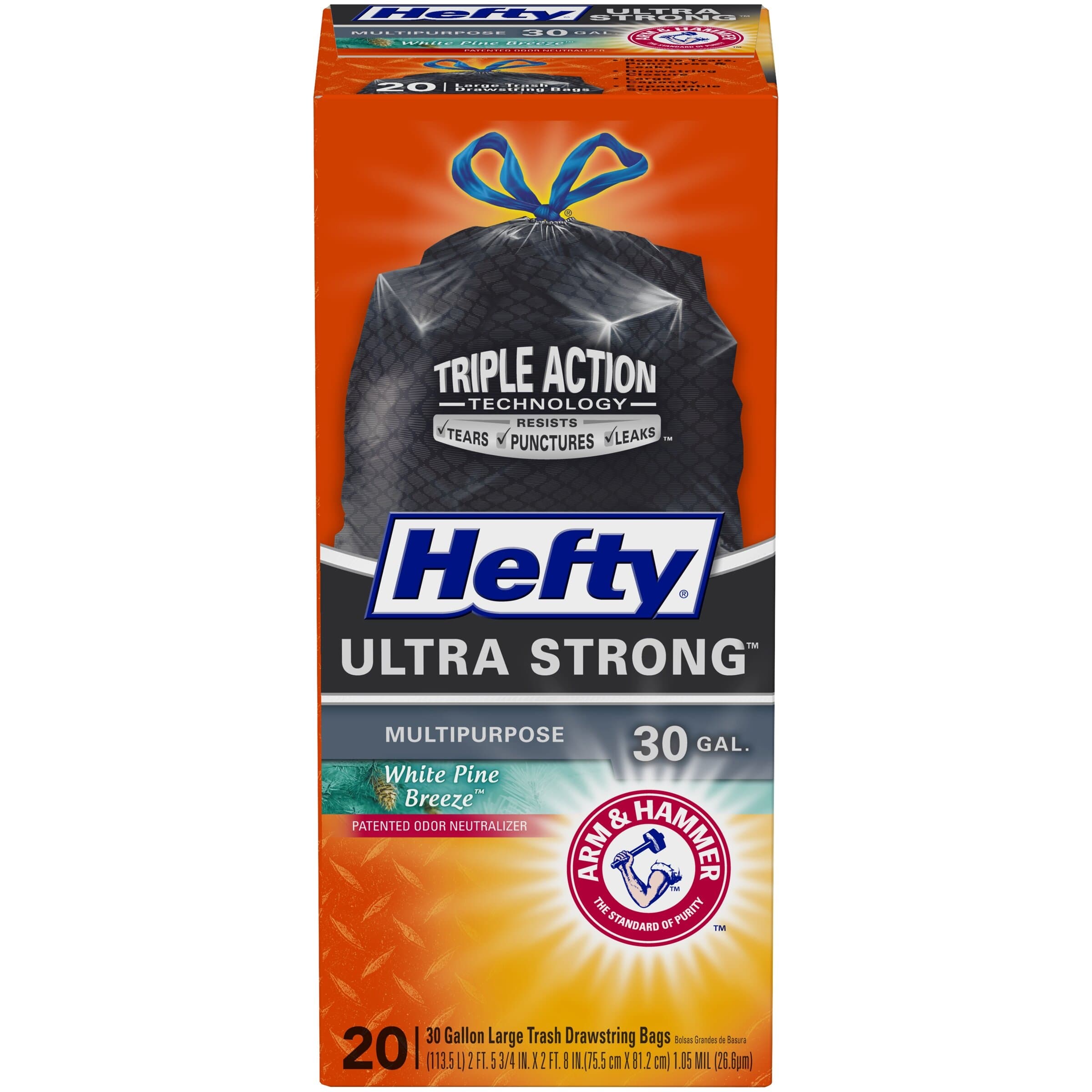Hefty Ultra Strong 30 Gallon Multipurpose SF DS - 25ct/6pk