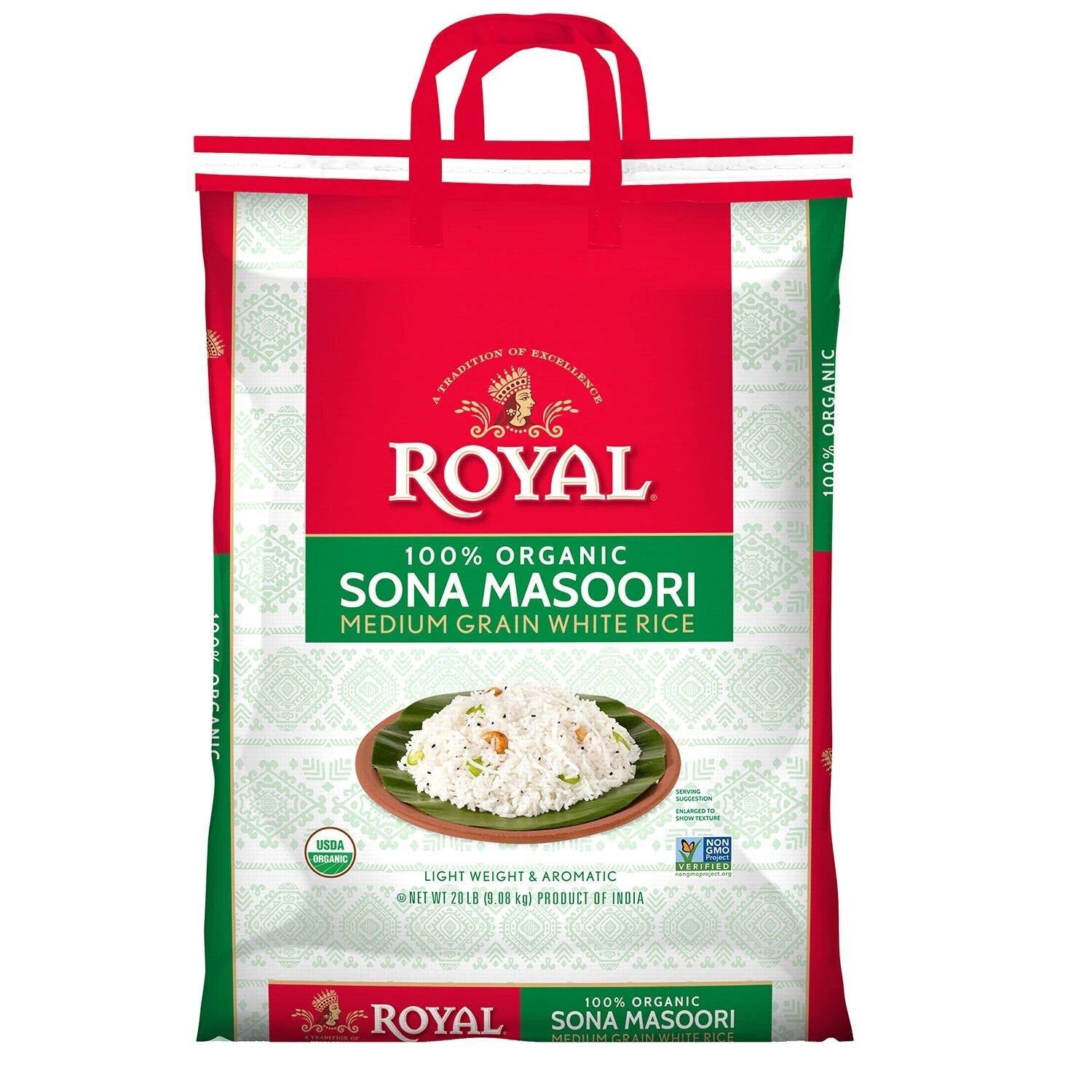Royal Sona Masoori Organic Rice - 20lbs/1pk
