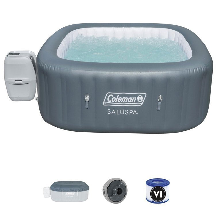 Coleman 6 – Person 114 – Jets Plastic Square Inflatable Hot Tub in Gray image 2