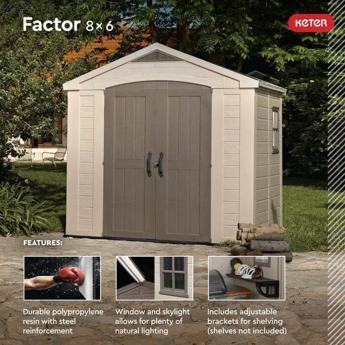 Factor 8 ft. W x 6 ft. D Plastic Storage Shed image 10