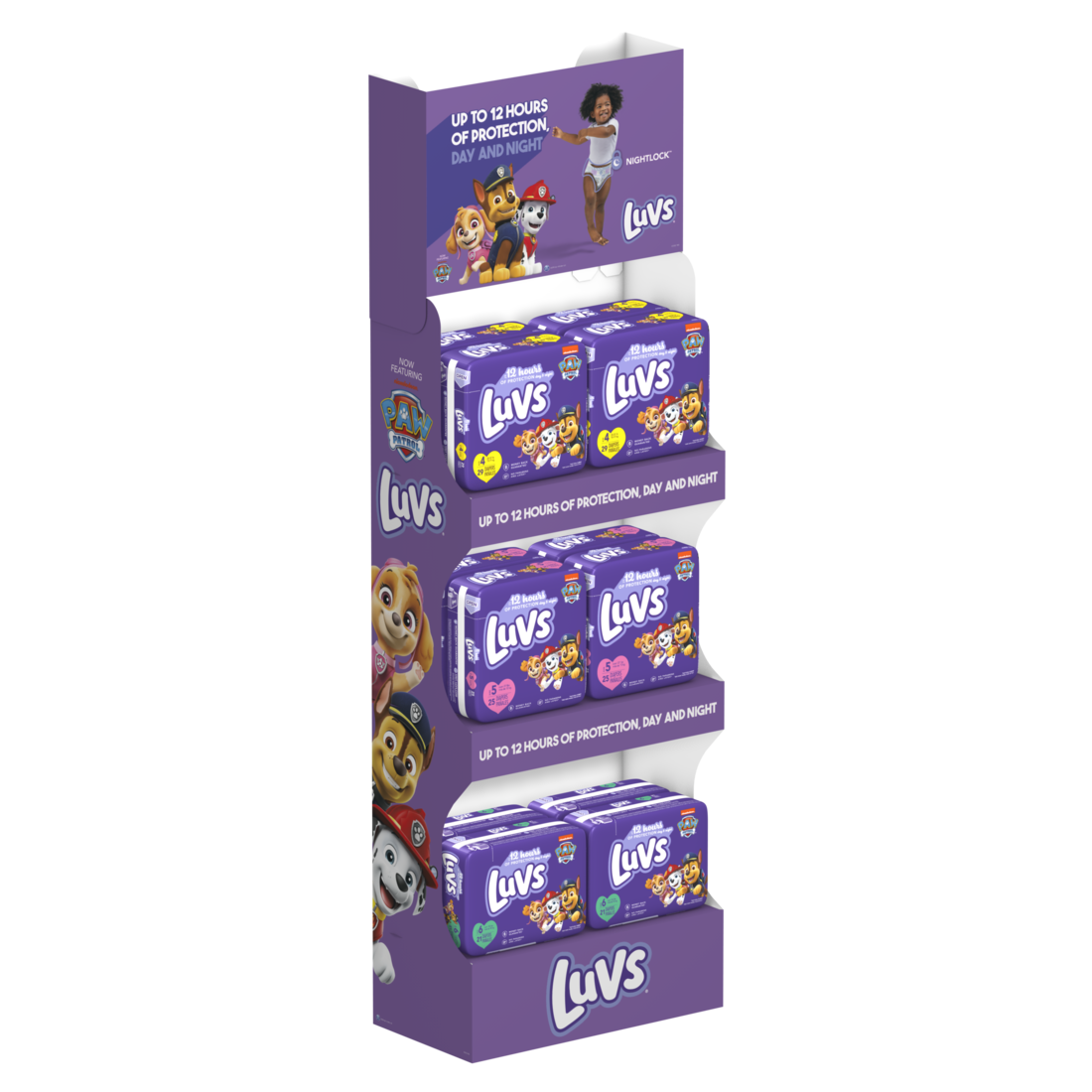 Luvs S4-6 Jumbo 3S Display - 12pk (S4-29ct/4pk,S5-25ct/4pk,S6-21ct/4pk