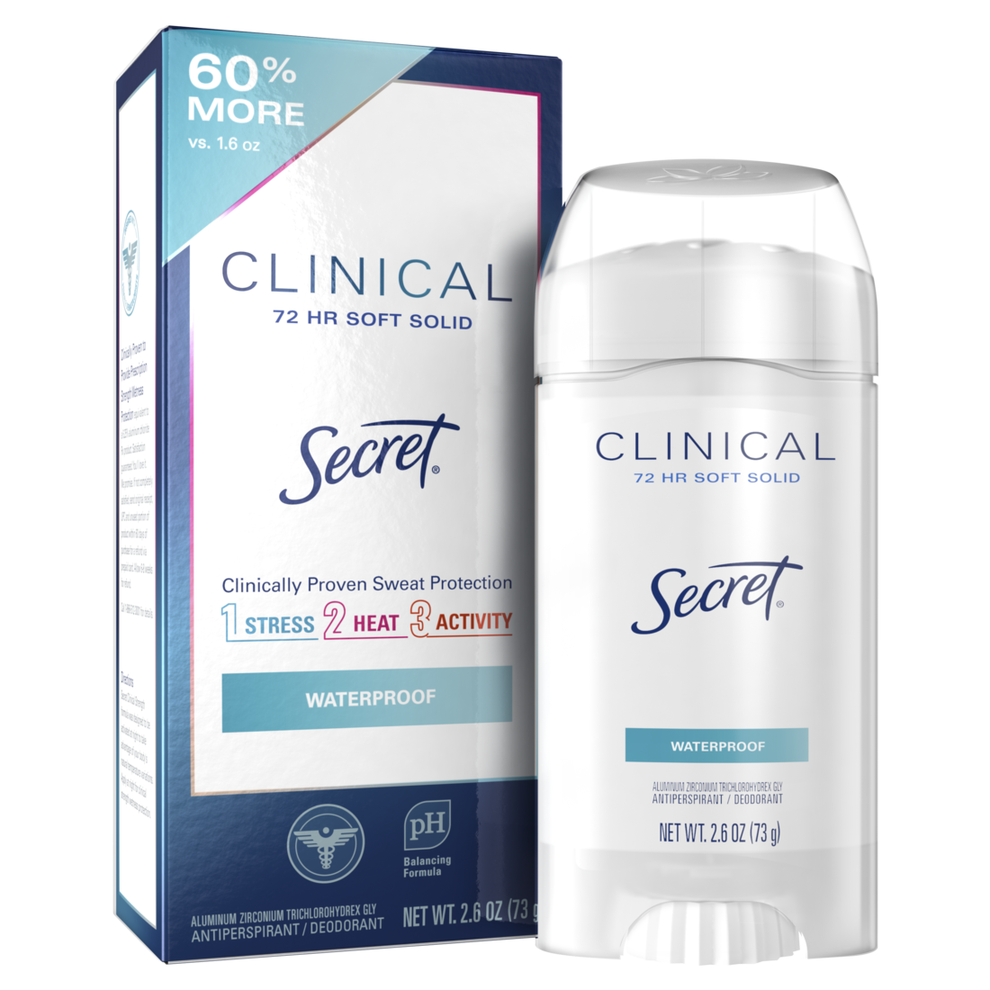 Secret Clinical Strength Soft Solid Antiperspirant and Deodorant Waterproof - 2.6oz/12pk