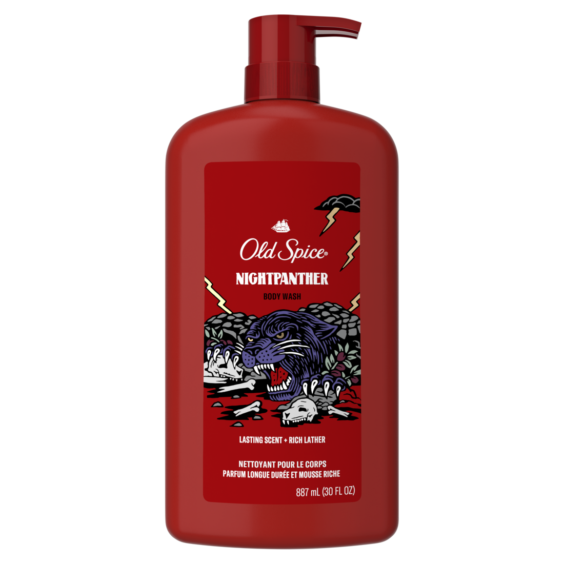 Old Spice Body Wash for Men NightPanther Long Lasting Lather - 33.4oz/4pk