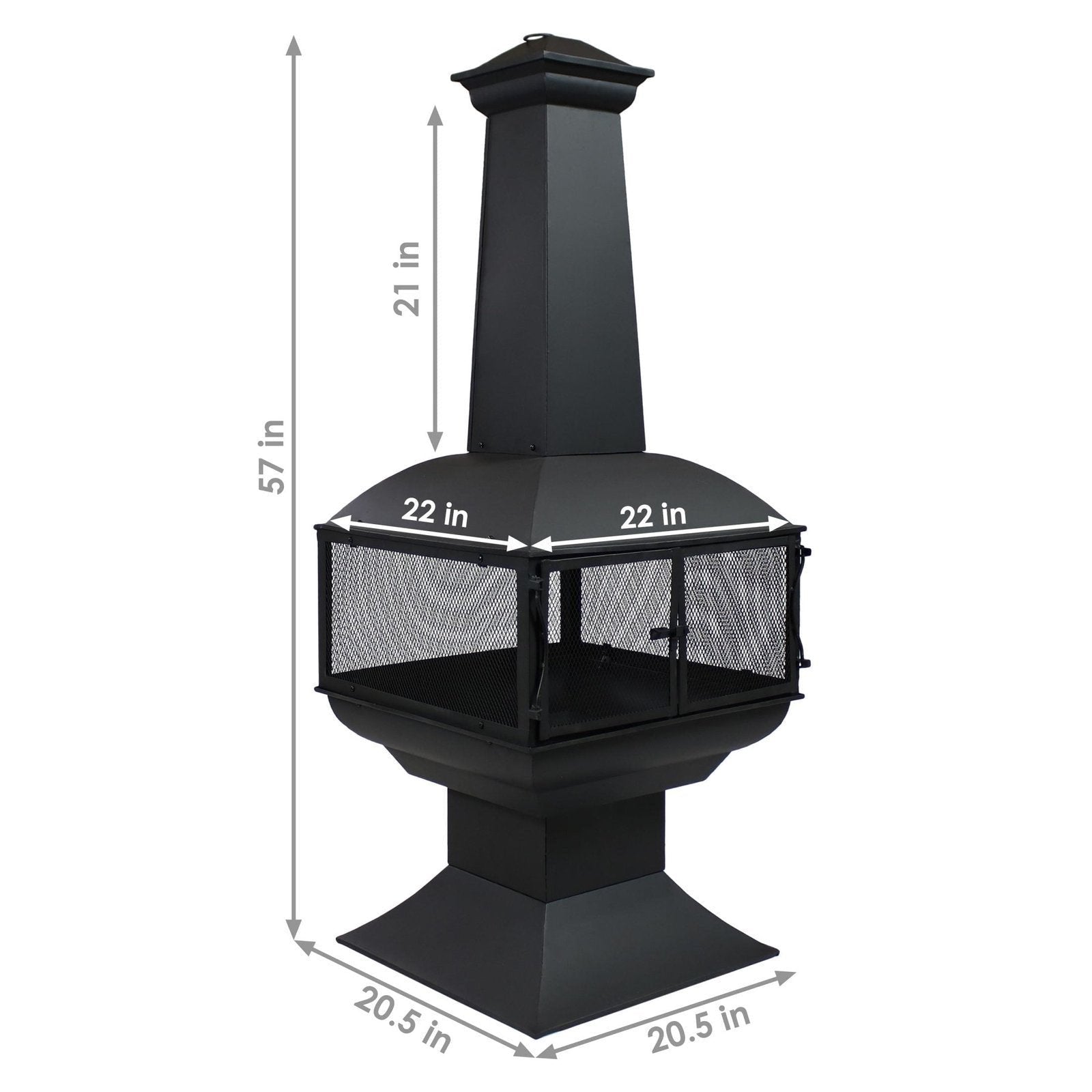 Sunnydaze 57″ 360-Degree View Steel Wood-Burning Chiminea with Grate, Poker, and Cover image 3