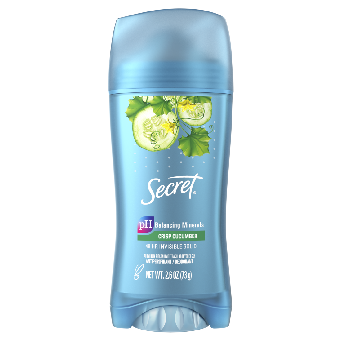 Secret Invisible Solid Antiperspirant and Deodorant Cucumber Water Scent-2.6oz/12pk