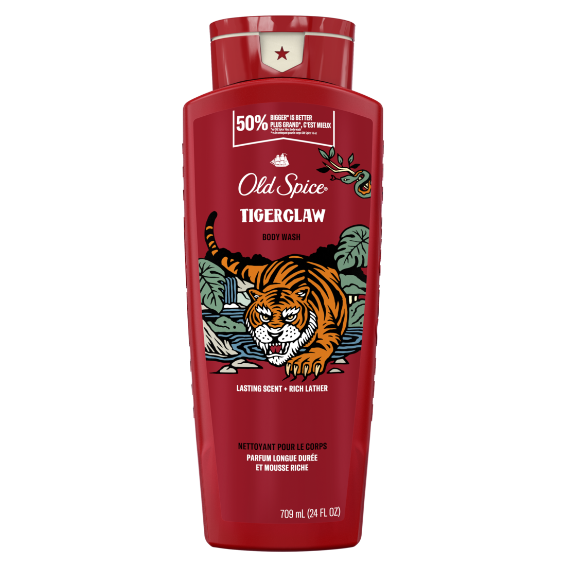 Old Spice Body Wash for Men TigerClaw Long Lasting Lather - 24oz/4pk
