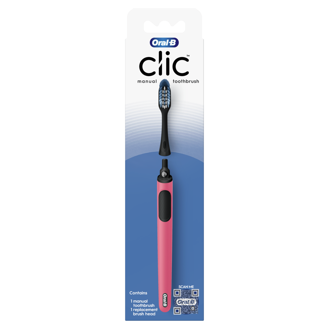 Oral-B Clic Manual Toothbrush Handle with Replaceable Brush Head Coral - 24pk