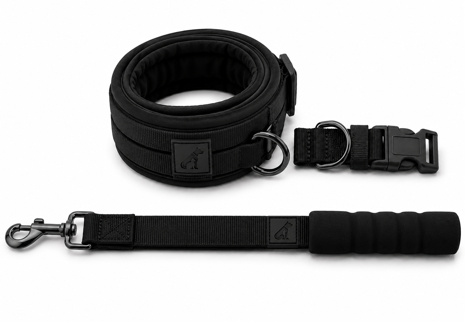 Heavy-Duty Dog Collar and Leash Set, Adjustable Nylon with Shock-Absorbing Leash