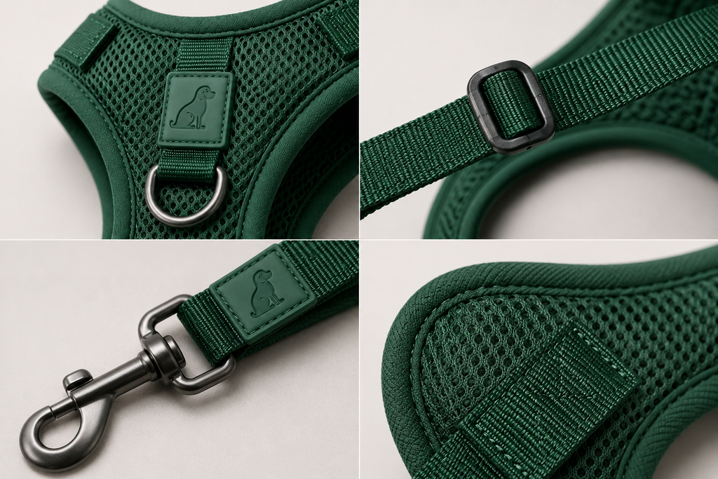 Breathable Dog Vest Harness Set, Adjustable Soft Mesh Harness with Leash & Collar